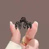 Pasador Pequeño con Lazo de Pedrería Negra para Mujer, Elegante Pinza Lateral para Flequillo de Frente, Pinza Superior con Acabado de Alta Gama