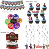 Decoração de Festa de Jogo Roblox Transfronteiriça Suprimentos Mundo Virtual Prato de Papel Copo de Papel Toalha Faixa Balões Decorações