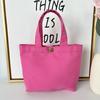 Bolso de Mano de Lona de Color Sólido para Mujer, Simple y Portátil para el Trabajo, Bolsa para Lonchera, Bolsa de Almacenamiento de Gran Capacidad