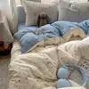 Juego de ropa de cama de textiles para el hogar de Nantong, juego de cuatro piezas, sábana de algodón lavado amigable con la piel, funda de edredón, sábana bajera, juego de tres piezas para camas de dormitorios estudiantiles