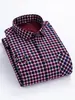 Camisa xadrez forrada com fleece transfronteiriça, camisa masculina de manga comprida escovada quente, jaqueta de trabalho casual para negócios plus size masculina