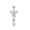 Piercing de Acero Inoxidable para Ombligo Estilo Largo Ala Mariposa Flor Borla Plateada Serie Joyería de Piercing Simple Venta al por Mayor