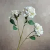 Nueva Flor Artificial Rosa Diamante Estampada en Seda de 3 Cabezas Decoración de Hogar de Alta Gama Decoración de Bodas Accesorios para Fotografía de Flores Flor Artificial