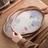 Fabricante Begonia Hortensia Bandeja Pequeña Bandeja de Bambú para Té Mesa de Té Juego de Té Antigua Bandeja de Burbujas Secas Bandeja de Almacenamiento para Macetas