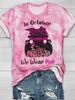 Série de Halloween Europeia e Americana Nova Impressão Digital 3D Algodão Misto CVC Camiseta Fashion Feminina Manga Curta