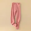 Pantalones cálidos para niños para usar por debajo, invierno, de cintura alta, seda, cachemira, protección de rodillas, pantalones de capa base, pantalones de otoño para niños, esencial para uniforme escolar Clase A