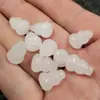 Contas Soltas de Jade Xinjiang Hotan Jade Branco Cuia Contas Soltas Jade Suet Furo Passante Cuia Tridimensional Contas Soltas Jade com Fio de Ouro Cuia