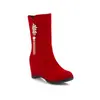Botas de mujer de moda cadena de metal pedrería otoño e invierno caña corta botas Martin esmeriladas plataforma tacón cuña botas casuales 33-44 comercio exterior