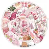 53 adesivos de Natal rosa desenho animado decoração de feriado capa de celular papelaria filme cortado à mão adesivos à prova d'água atacado