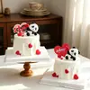¡Feliz Día Nacional! Decoraciones para pasteles, figuritas de panda en forma de corazón y adornos luminosos. ¡Amo mi país! Insertos de tarjeta en forma de corazón