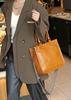 2024 Nueva Bolsa de Mujer de Piel de Vacuno de Primera Capa Curtida Vegetal Bolso Tote Casual Bandolera Textura Mano Moda Versátil