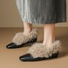 Mocassins Flats Slip-On Estilo Coreano, Novo Modelo 2024 Sapatos Pelúcia Mary Jane para Mulheres, Sapatos de Pelúcia de Inverno