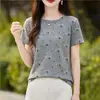 Camiseta de Manga Corta con Hombro Normal de Marca de Moda para Mujer, Verano, Corte Holgado, Adelgazante, Rejuvenecedor, Camiseta Versátil, Nuevo Top Elegante 2026