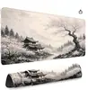 Mouse Pad Estilo Zen Japonês Flor de Cerejeira Pagode Pinheiro Xu Extra Grande Tapete para Mesa de Escritório de Computador com Borda Espessada Xu