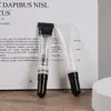 12ml manguera cosmética translúcida de PE con cabezal de cepillo de esponja, esencia de brillo de labios, tapa de rosca, material de embalaje para subbotella