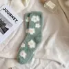 Meias de Pelúcia Nuvem Branca Desenho Animado Veludo de Visão Quente e Espessadas Fofas de Cano Médio Meias de Inverno para Meninas Meias para Dormir