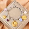 Moda transfronteiriça nova pulseira bicolor de aço inoxidável dourado aço multi-elementos amor sol e lua quadrado marca pulseira com retenção de cor para mulheres