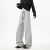 Calça Casual Oversized Lisa de Algodão Puro 320g para Outono