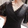 Moda de Verano 2026 Ropa para Mujer, Vestido Sexy de Encaje con Cuello en V Ajustado de Longitud Media 3047