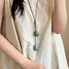 Colar Cerâmico Estilo Boêmio para Mulheres, Nova Corrente de Clavícula com Corda Trançada Irregular Retro Chinesa, Gargantilha Estilo Celebridade da Internet