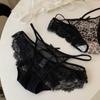 Sueño Flotante ~ Panties Sexy de Encaje con Estampado de Leopardo Francés para Niñas Deseo Puro Tirantes Cruzados Transpirables Calzoncillos de Cintura Baja