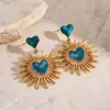 Pendientes de corazón de goteo de aceite vintage transfronterizos europeos y americanos, pendientes retro exagerados, pendientes de mujer de lujo ligero de alta gama