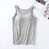 Camisola de verano modal para mujer, corte entallado, adelgazante, con cobertura interior para el pecho, sin mangas, antiexposición