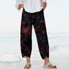 2026 Novo Modelo Temu Amazon Site Independente Transfronteiriço Estampa Digital 3D Calça Cropped Casual para Mulheres Elasticidade nas Quatro Direções Verão