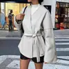 Diyun Transfronteiriço Europeu e Americano Elegante Elegante Cadarço Manga Longa Terno Jaqueta Feminino Outono e Inverno 2025 Estação Independente da Amazon