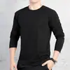 Camiseta Masculina de Manga Longa Primavera e Outono Pulôver Jovem Camisa Básica Solta Tamanho Grande Roupas Masculinas Roupa de Outono para Estudante Adolescente Top