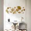 Novo Estilo Chinês Folha de Ginkgo Estéreo Pendurado na Parede Decoração de Parede de Fundo de Ferro Forjado para Casa Decoração de Parede Metal Leve Luxo Pingente Desmontagem