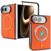 Adequado para capa de celular iPhone Duo, carregamento sem fio, MagSafe, suporte de carro, capa flip magnética, capa protetora dobrável de couro