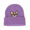 Chapéu de Tricô Bordado com Cabeça de Cachorro Corgi da Amazon Transfronteiriço Chapéu de Lã Personalizado Tendência para Casais Chapéu Quente para Homens e Mulheres