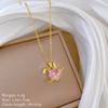 [Aço titânio] Coelho rosa cheio de diamantes luz luxo elegante lindo colar cheio de diamantes feminino all-match clavícula corrente titânio aço