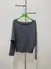 Nuevo Estilo Otoño e Invierno, Tejido de Lana Pura Relajado con Hombro Caído, Negro/Gris