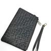 Fabricante Personalizado Couro Genuíno Preto Tecido à Mão com Zíper Porta Cartão de Identidade Unissex Couro Conveniente Bolsa para Passaporte