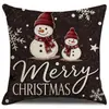 Funda de Cojín Navideña a Cuadros Retro Patrón de Muñeco de Nieve Árbol de Navidad Trineo Decoración Navideña para Sala de Estar Funda de Almohada