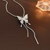 Diamante Borboleta Longo Borla Colar Pingente Gota de Água Estilo Sexy Clavícula Cadeia Moda All-match Colar Elegante