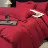 Juego de cama de lujo de alta gama Clase A, 60 hilos, 100% algodón, jacquard satinado, para boda, juego de cuatro piezas, en color rojo brillante, algodón puro de fibra larga