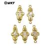 Wt-Pc018 Pequeño y Exquisito Colgante Conector con Forma de Cruz de Perla Natural de Agua Dulce Chapado en Oro de 18 Quilates Accesorio de Joyería