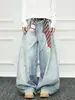Calça Jeans Wide Leg Azul Gelo para Homens no Outono de 2025 Cintura Alta Efeito Emagrecedor Versátil High-End Solta Reta Comprimento Total