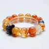 [Fruta de la Selva] Pulsera de Cristal de Granate Natural para Mujer La Más Fácil de Combinar Flor Amarilla Pegamento Rojo Flor Roja Pulsera Venta al por Mayor