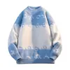 Outono e Inverno Mais Vendido Estilo Jovem Não Forma Bolinhas Jacquard de Pelo Sintético Gola Meia-Alta Suéter Tricô Masculino
