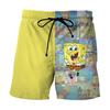 Shorts de praia masculinos transfronteiriços com estampa digital 3D, estilo bebê esponja, folgados, para jovens, verão, Novo