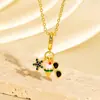 Colar Cruzado Novo Estilo Luxo Leve Esmalte Gota Diamante Cravejado Coração Futebol Flor Nicho Alto Padrão Versátil Corrente para Suéter DIY