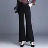 Elegantes pantalones acampanados de cintura alta para tallas grandes de mujer, nueva moda coreana Otoño 2026, elegantes pantalones de campana casuales de caída fluida negros