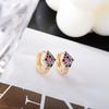 Brincos Geométricos Exquisitos em Forma de Diamante com Zircônia Colorida, Brincos de Luxo Leve e de Alta Qualidade, Atacado de Joias Femininas