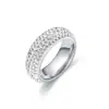 Anillo Popular Transfronterizo Europeo y Americano de Acero de Titanio con Diamantes de Cinco Filas para Mujer, Anillo de Diamantes Popular, Anillo de Diamantes para Pareja a la Moda, Joyería para Mano