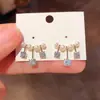 Pendientes Colgantes de Perla de Circonita de Aguja Plateada Estilo Coreano, Pendientes Versátiles Elegantes de Lujo Ligero, Pendientes de Moda de Nicho de Gama Alta para Mujer