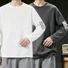 Nueva camiseta de manga larga para hombre 2026, top elástico de primavera y otoño, capa base holgada de peso pesado, camisa de manga corta para hombre
